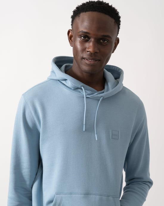 Wetalk With Logo Patch Pullover Hoodie in Light Blue - Image 3