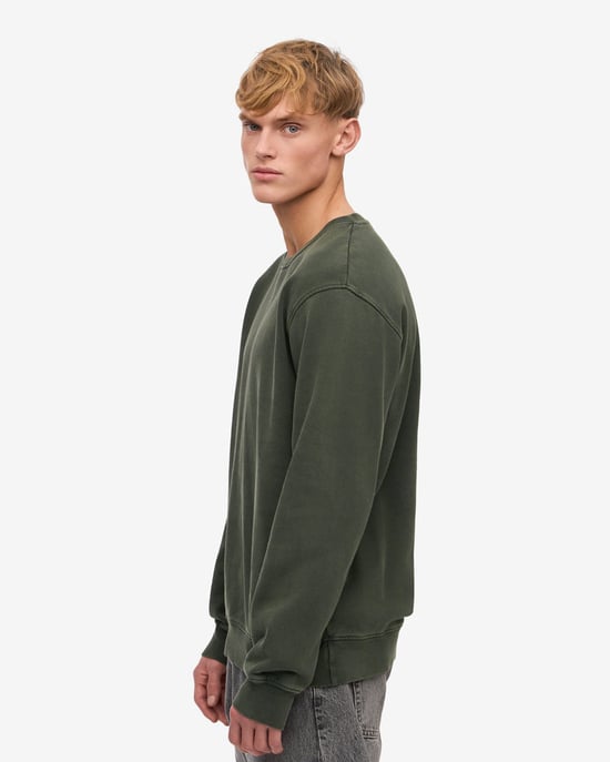 Mens Classic Crew Neck Sweatshirt Classic Sweatshirt in Dark Green - Image 2