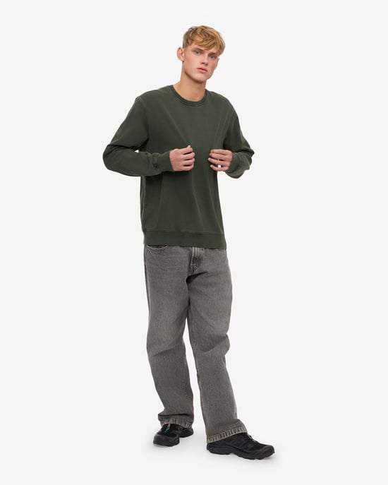 Mens Classic Crew Neck Sweatshirt Classic Sweatshirt in Dark Green - Image 5