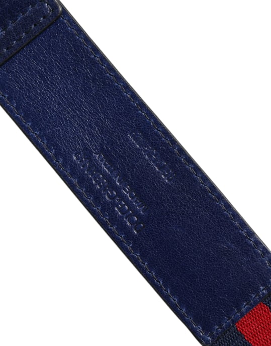 Dolce & Gabbana Blauwe Katoenen Leren Gedrukte Metalen Gesp Riem - Image 6