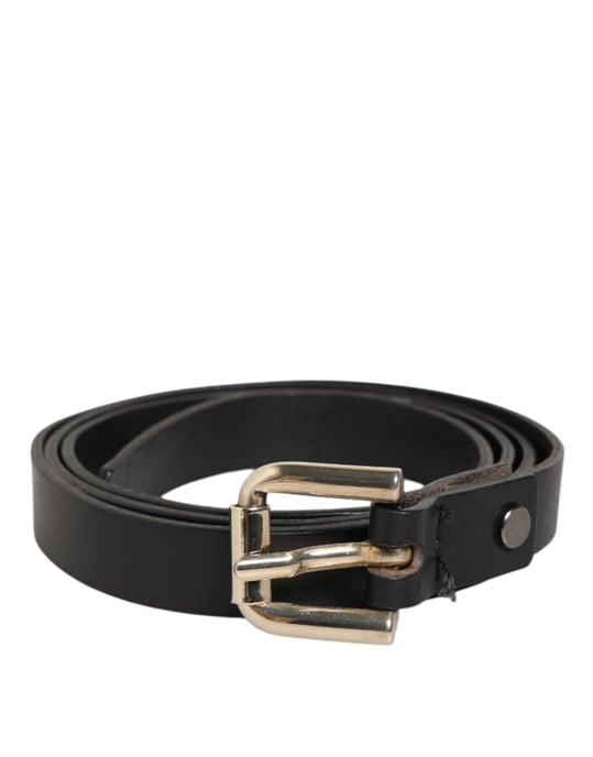 GF Ferre Zwarte Leren Slim Gouden Gesp Taille Herenriem - Image 2