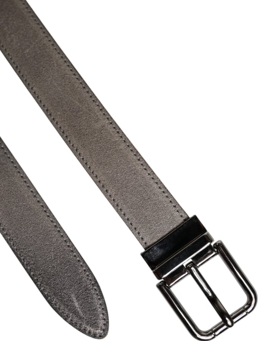 Dolce & Gabbana Grijze Leren Riem met Zilverkleurige Metalen Gesp - Image 6