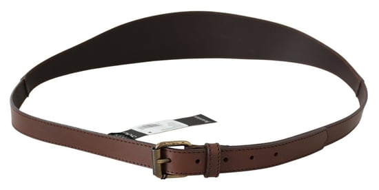 PLEIN SUD Brown Genuine Leather Rustic Metal Buckle Belt - Image 3