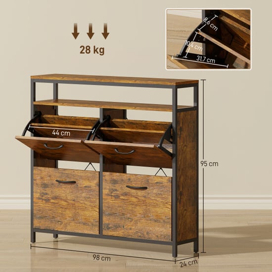 Homcom Schoenenkast met 4 klapladen voor 12-20 paar schoenen - Image 5