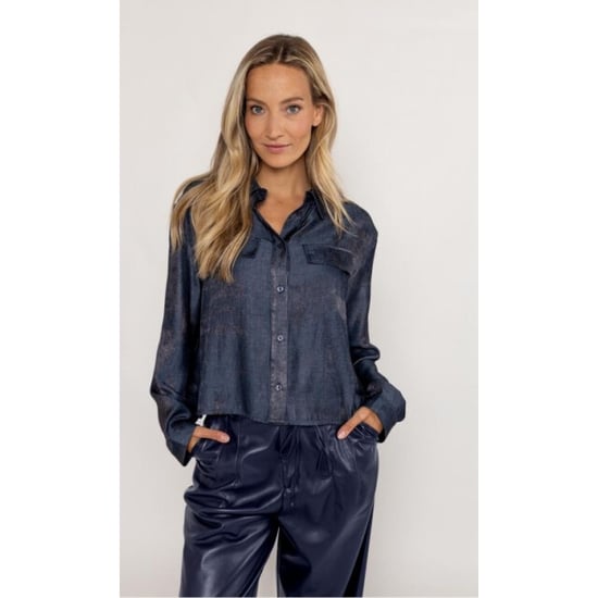 Poools Shiny blouse 533147 navy - Image 5