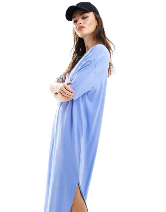 ASOS DESIGN – Blå t-shirtklänning i midaxi-modell med överdimensionerad passform - Image 2