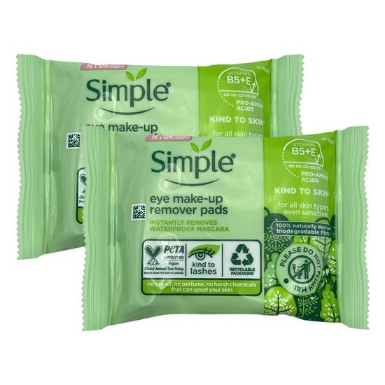 Simple Kind to Skin Eye Make-Up Remover Pads, 2x of 30 Pads - Image 1