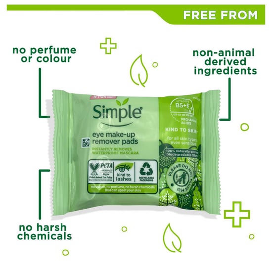 Simple Kind to Skin Eye Make-Up Remover Pads, 2x of 30 Pads - Image 2