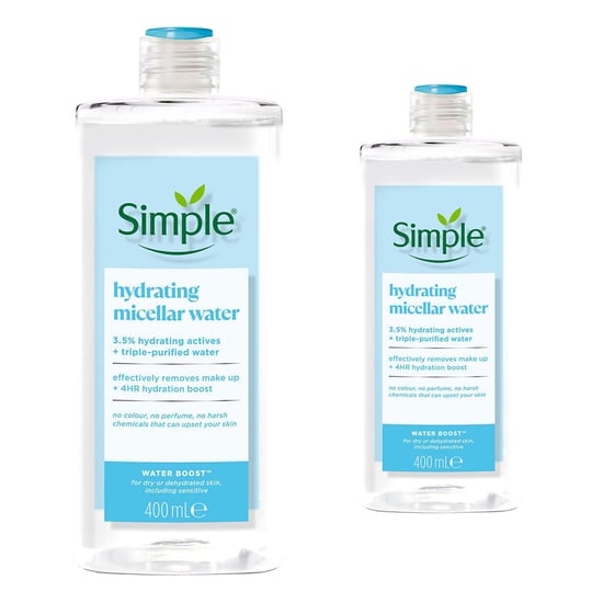 Simple 2x 400ml Water Boost Micellar Cleansing Water For Dehydrated Dry Skin - Image 1