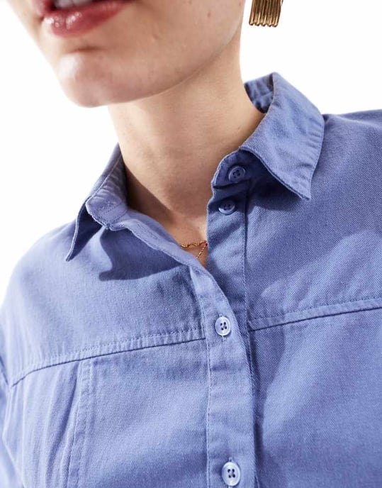ASOS DESIGN – Mellanblå miniskjortklänning i twill - Image 2