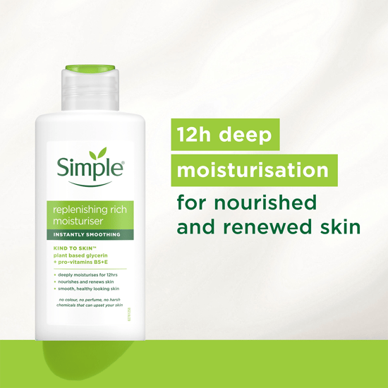 Simple 3x Kind to Skin 12H Moisturisation Replenishing Rich Moisturiser,125ml - Image 3