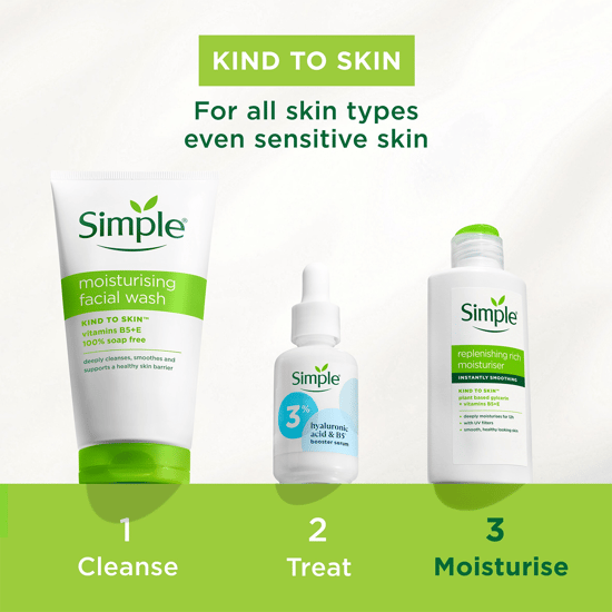 Simple 3x Kind to Skin 12H Moisturisation Replenishing Rich Moisturiser,125ml - Image 4