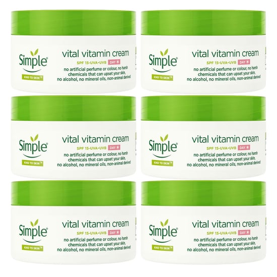 Simple Kind to Skin Day Cream SPF 15 Vital Vitamin Sensitive Skin 50ml, 6 Pk - Image 1