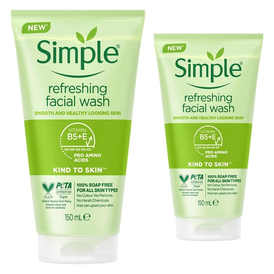 Simple 2x of 150ml Kind to Skin Refreshing Facial Wash for Sensitive Skin - Image 1