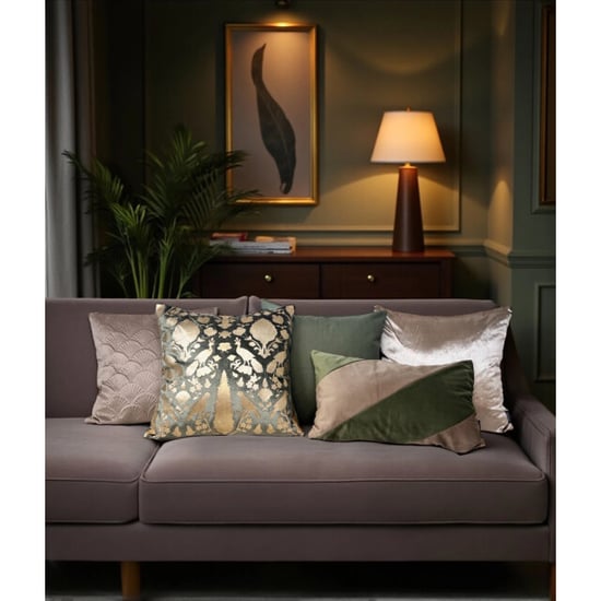 NOVÉE Velvet swirl olijf / taupe | 30 x 50 cm | kussenhoes | polyester - Image 2