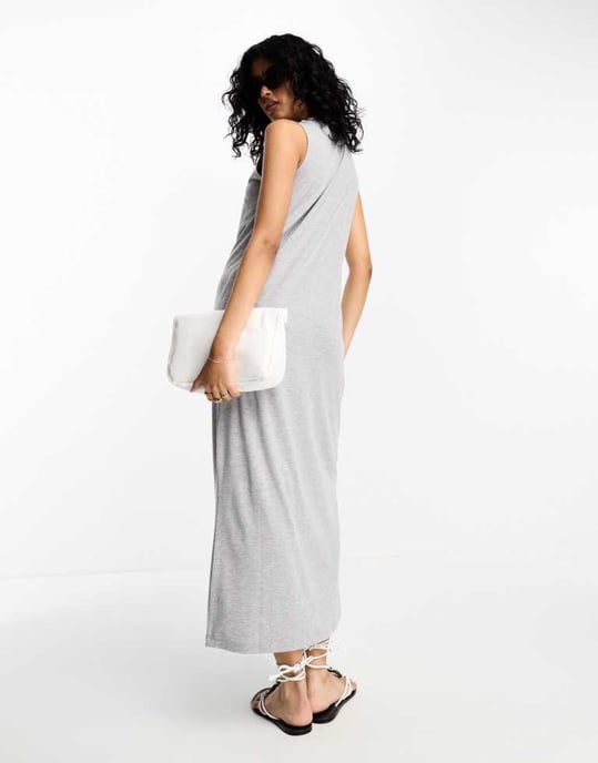 ASOS DESIGN – Ärmlös maxiklänning i gråmelerad färg - Image 3