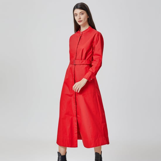 High collar cotton shirt-dress - Image 2
