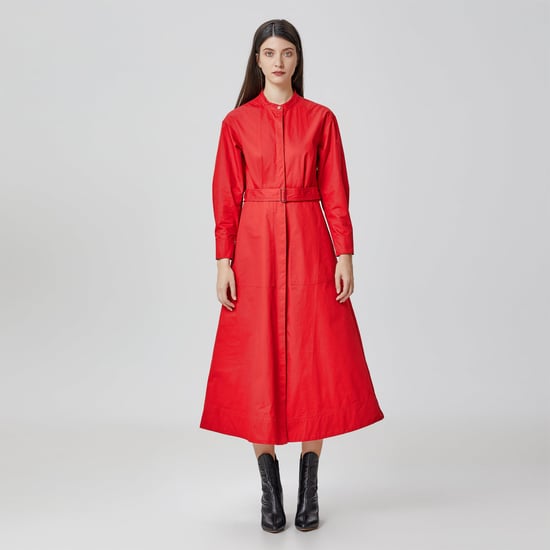 High collar cotton shirt-dress - Image 3