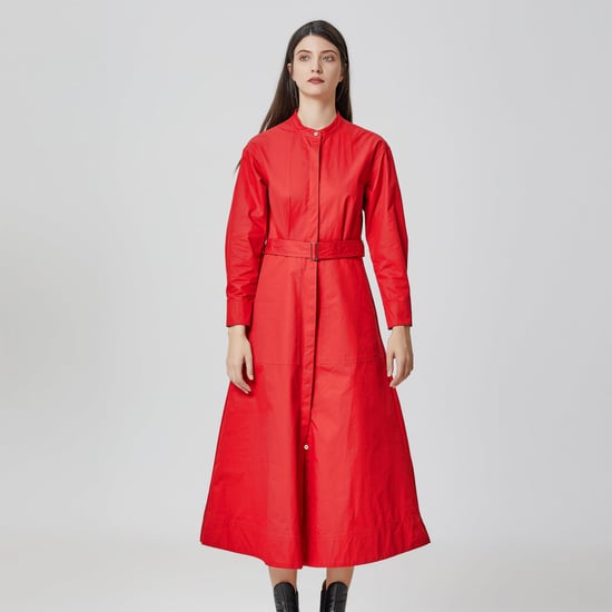 High collar cotton shirt-dress - Image 4