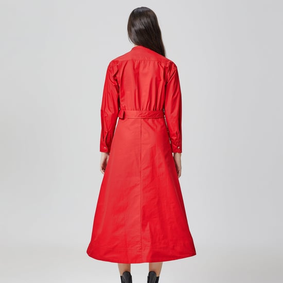 High collar cotton shirt-dress - Image 5