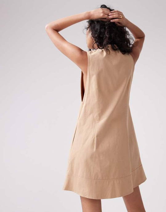 ASOS DESIGN – Brun miniklänning i twill med dragkedja - Image 2