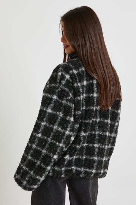 Square Printed Teddy Button Up Jacket - Image 2