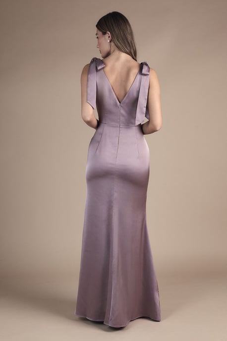 Coast Honoured Satin Back Crepe V Neck Tie Shoulder Maxi Bridesmaid Dress - Image 3