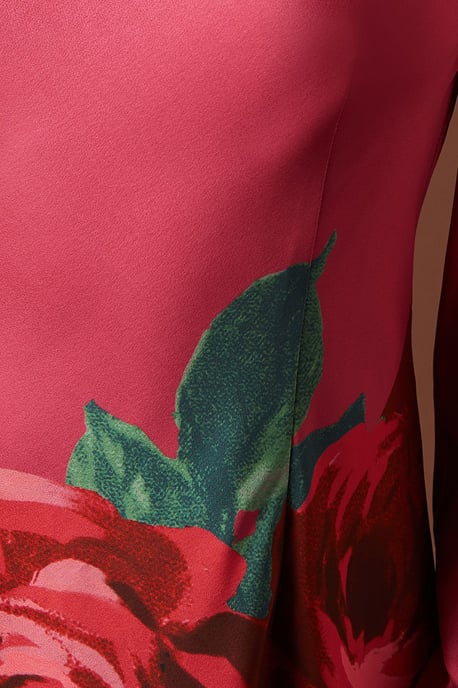 Premium Satin Placement Print Button Detail Maxi Dress - Image 5