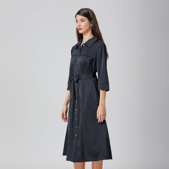 Stitched pleats shirt-dress - Image 2