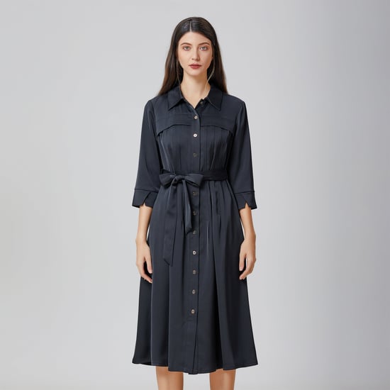 Stitched pleats shirt-dress - Image 3