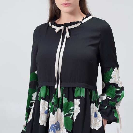 Mid-length blouse-dress with floral print - Image 4
