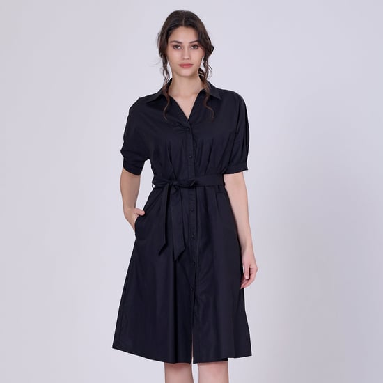 Katoenen shirtjurk met gezwollen mouwen - Image 1