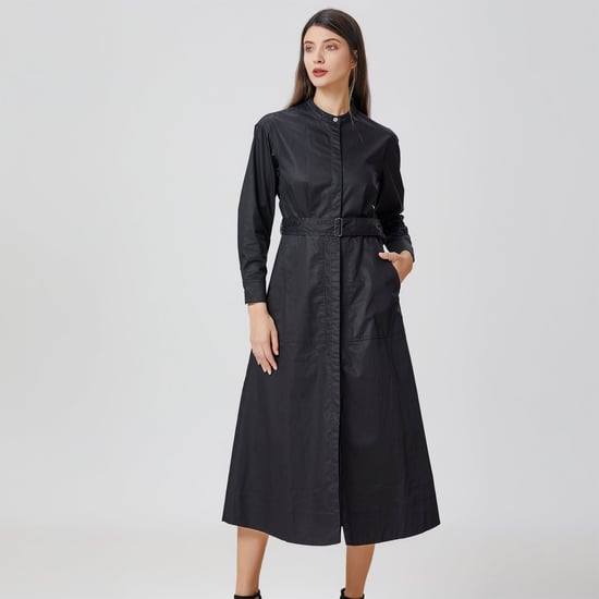 High collar cotton shirt-dress - Image 3