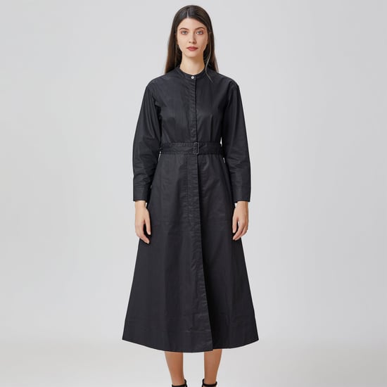 High collar cotton shirt-dress - Image 5