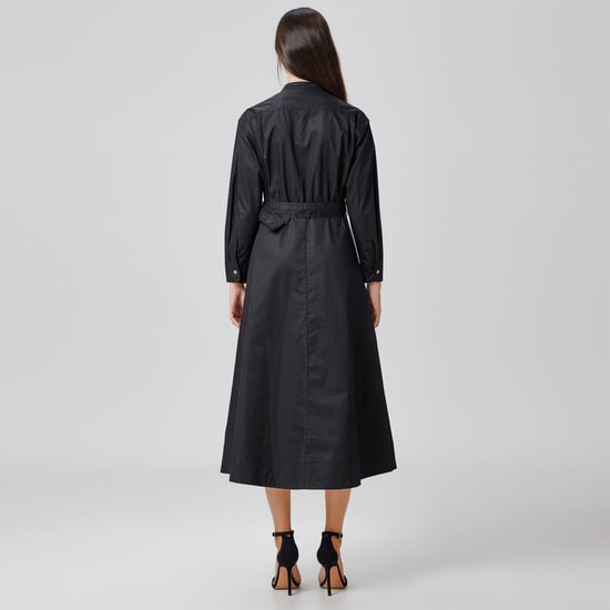 High collar cotton shirt-dress - Image 6