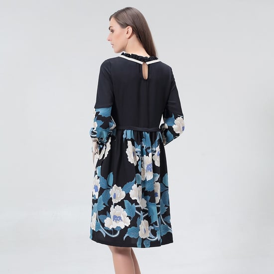 Mid-length blouse-dress with floral print - Image 4