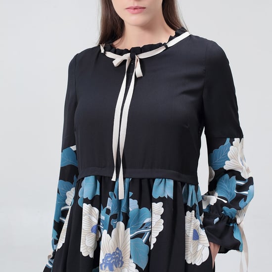 Mid-length blouse-dress with floral print - Image 5