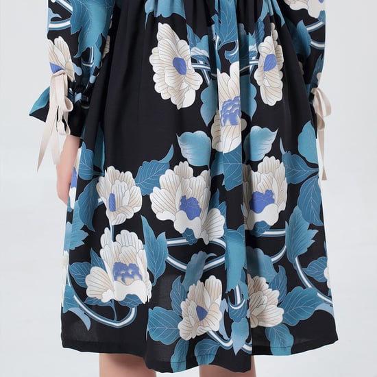Mid-length blouse-dress with floral print - Image 6