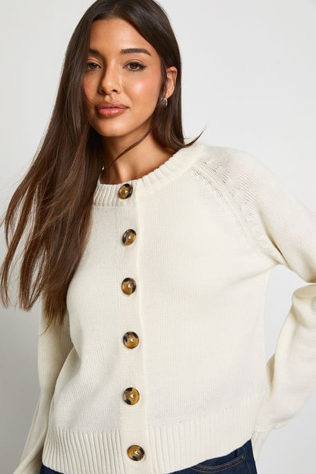 Crew Neck Knitted Chunky Cardigan - Image 2