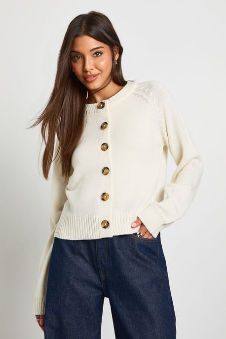 Crew Neck Knitted Chunky Cardigan - Image 3