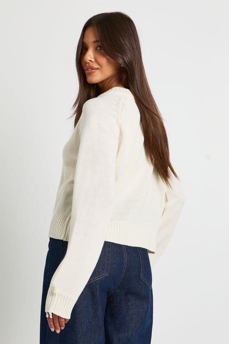 Crew Neck Knitted Chunky Cardigan - Image 4