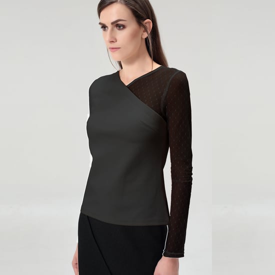 Asymmetrical long sleeves in jersey and tulle - Image 1