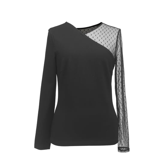 Asymmetrical long sleeves in jersey and tulle - Image 2