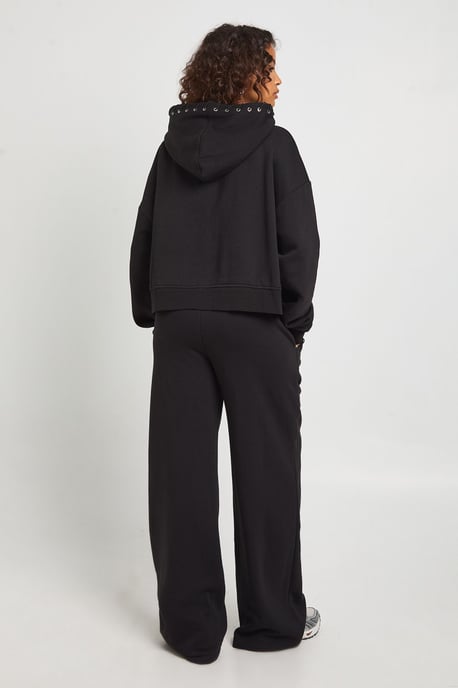 Stitch Detail Zip Through Hoodie And Wide Leg Jogger Tracksuit - Image 2
