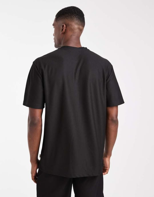 ONLY & SONS – Svart, oversized t-shirt med plissering, del av set - Image 3