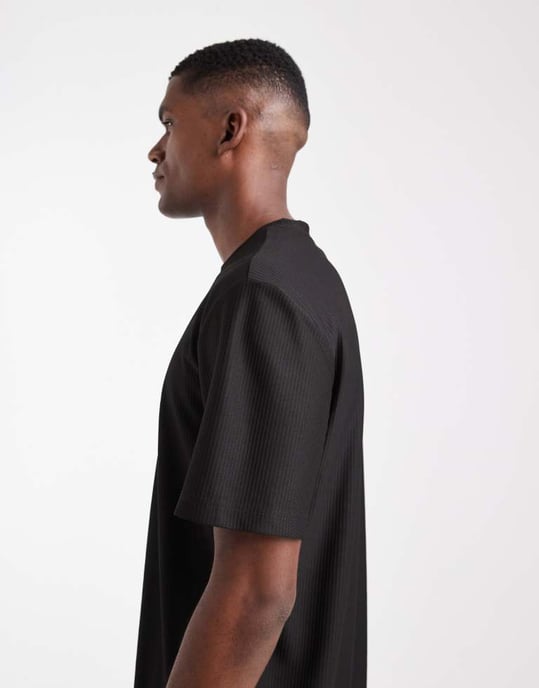 ONLY & SONS – Svart, oversized t-shirt med plissering, del av set - Image 4