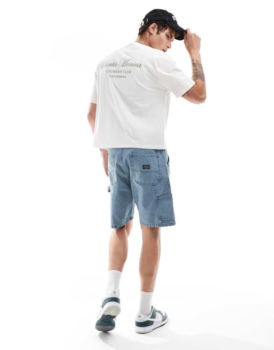 ASOS DESIGN – Vit, boxig, avslappnad t-shirt med stadstryck baktill - Image 4