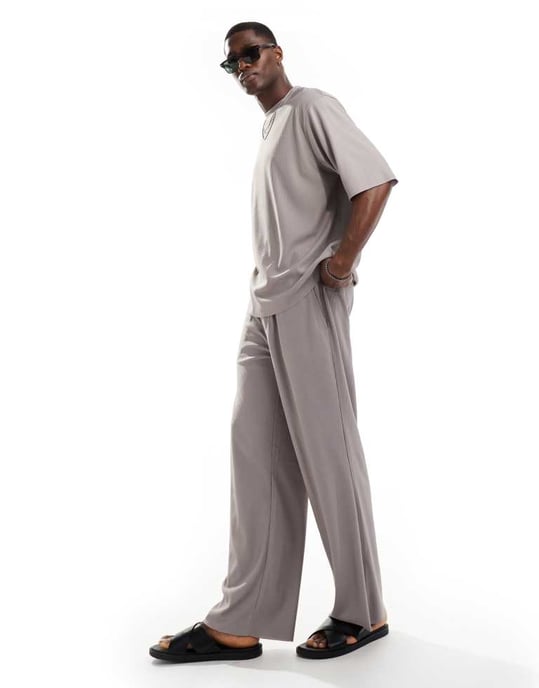 ONLY & SONS – Grå, oversized t-shirt med plissering, del av set - Image 2