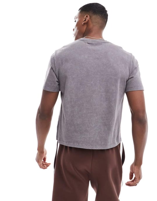 ASOS DESIGN – T-shirt med raglanmönster i grått - Image 4