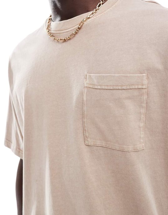 ONLY & SONS – Superstor t-shirt i tvättad beige - Image 4